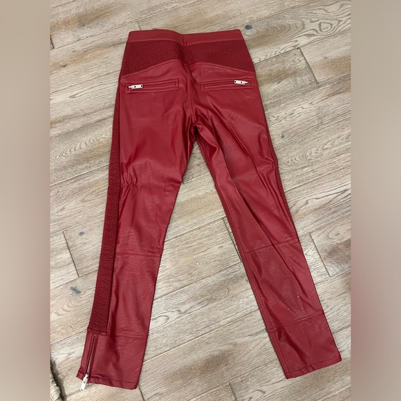 Isabel Marant Etoile Red Faux Leather Moto Pant size 36 - Picture 2 of 4